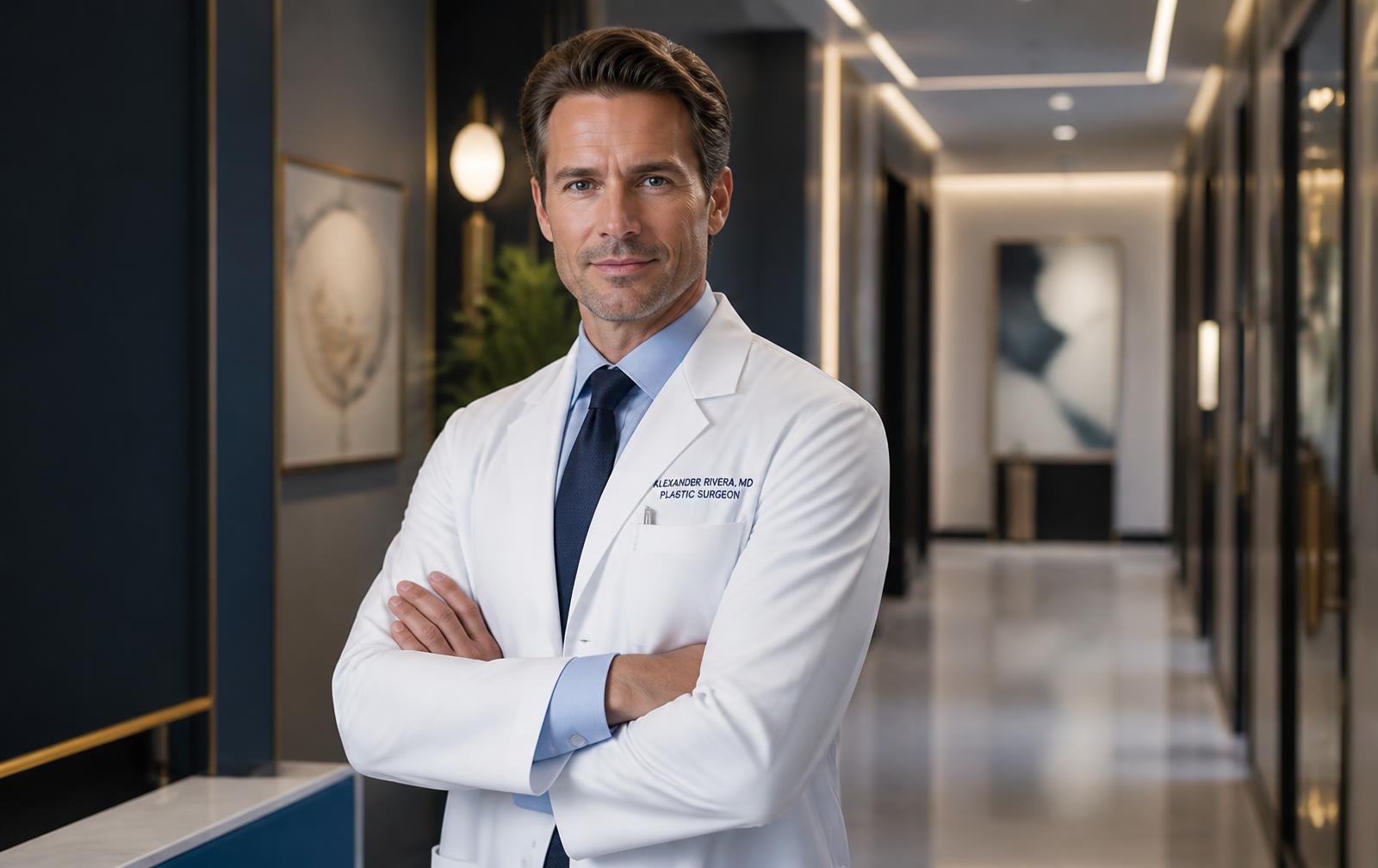 Cirujano plástico profesional en clínica moderna